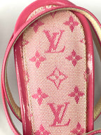 Louis Vuitton Mini Lin Pink Canvas Kitten Heels Sandals