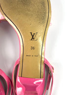 Louis Vuitton Mini Lin Pink Canvas Kitten Heels Sandals