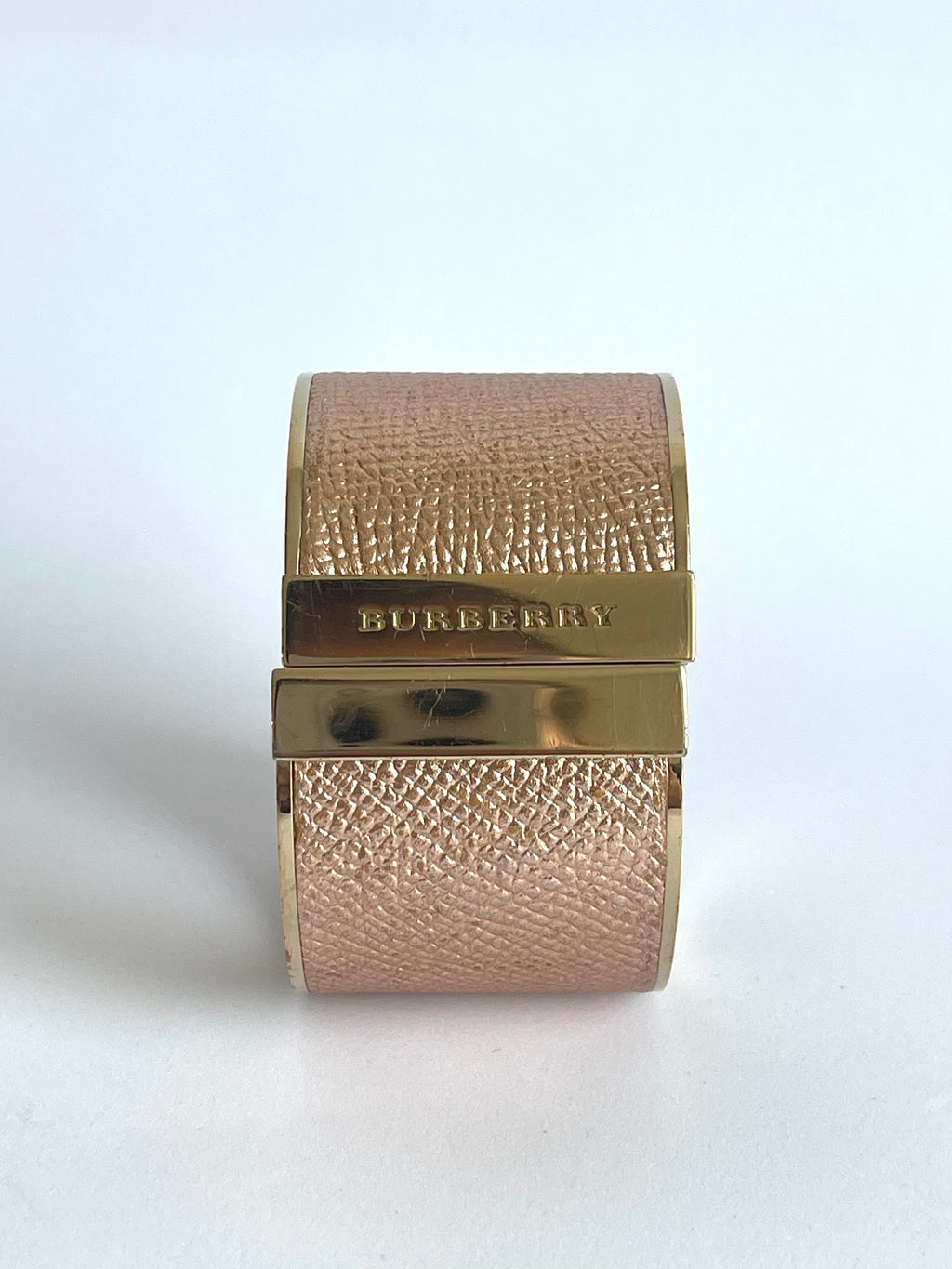 Gold Hinged Printed Rose Leather Cuff Bangle Bracelet