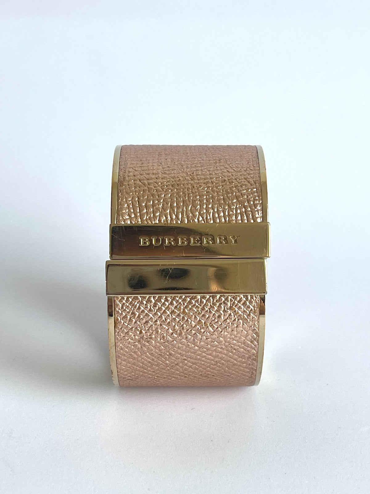 Gold Hinged Printed Rose Leather Cuff Bangle Bracelet
