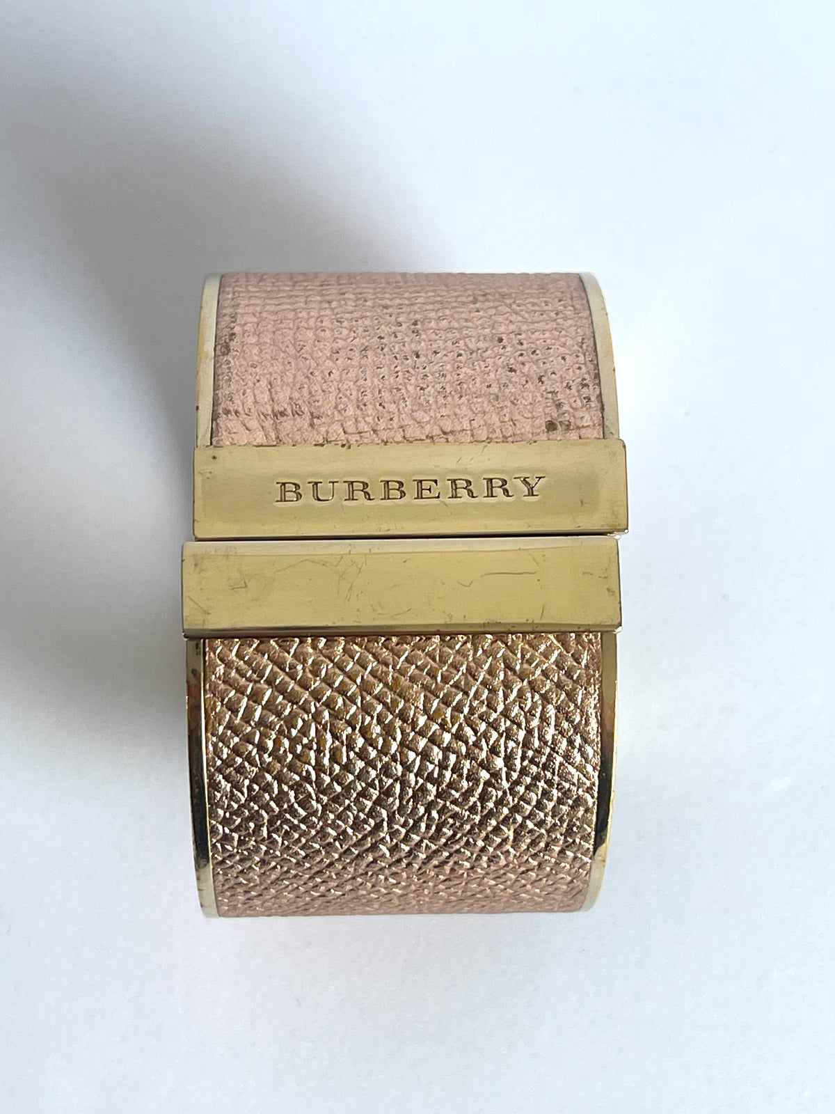 Gold Hinged Printed Rose Leather Cuff Bangle Bracelet