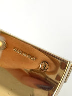 Gold Hinged Printed Rose Leather Cuff Bangle Bracelet