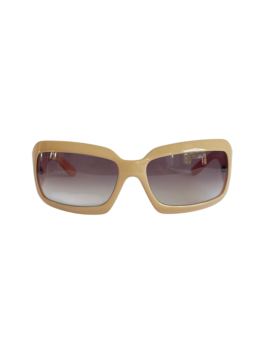 MODEVESTIGE CHANEL 5076-H beige mask shield sunglasses with gradient brown lenses and squared rims.