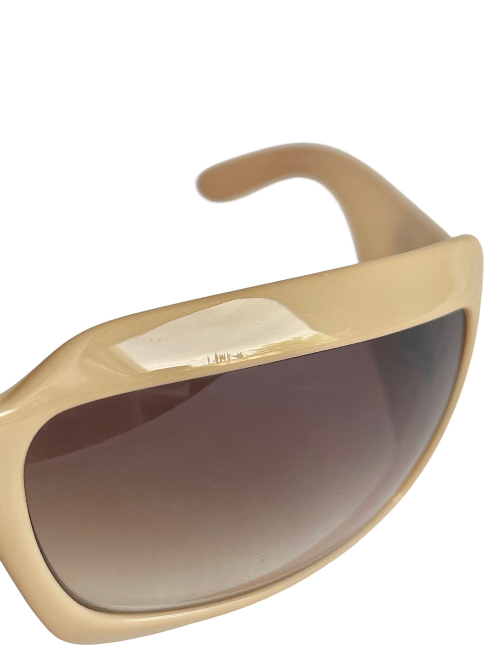 MODEVESTIGE CHANEL beige mask shield sunglasses with gradient brown lenses and squared rims