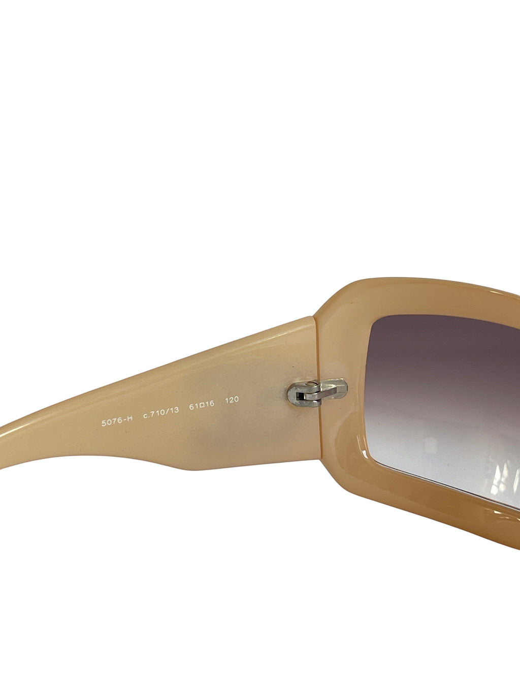 MODEVESTIGE Chanel 5076-H sunglasses in beige with gradient brown lenses and temple model number detail